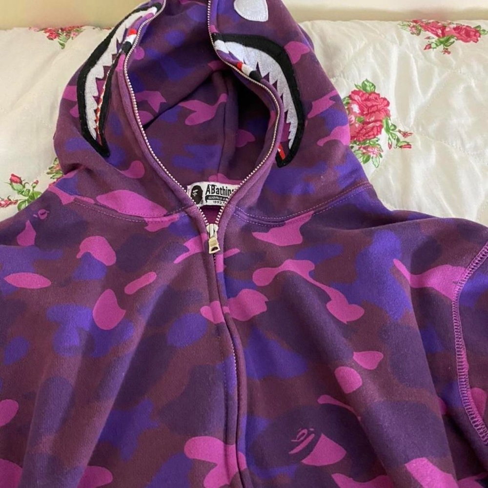 Purple Camo Bape hoodie in men Medium